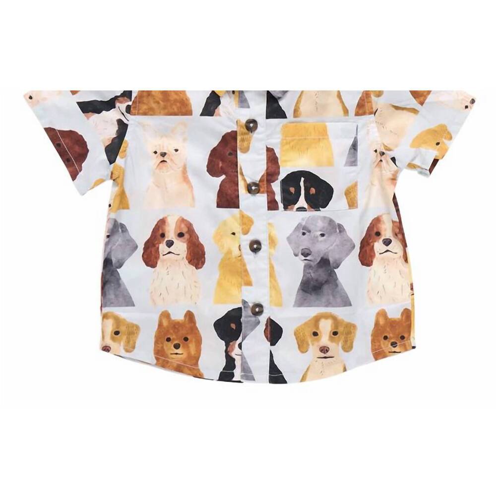 NEW PINK CHICKEN boy's jack shirt in light blue watercolor dogs